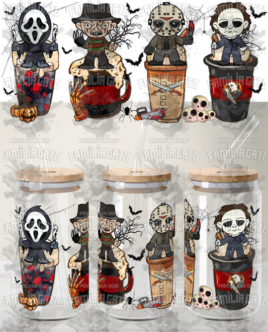 Halloween Horror Characters Killer Coffee UVDTF Wrap