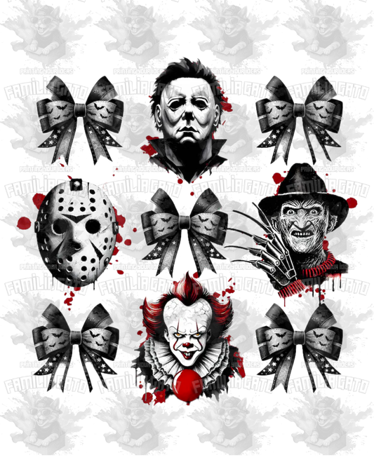 Halloween Horror Movie Characters and Bows #3  DTF Transfer