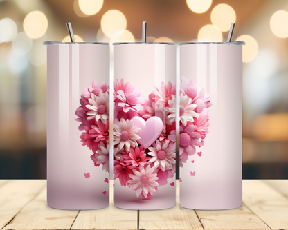 Valentine's Day - Flower Designs - 20 Oz Stainless Steel Tumbler