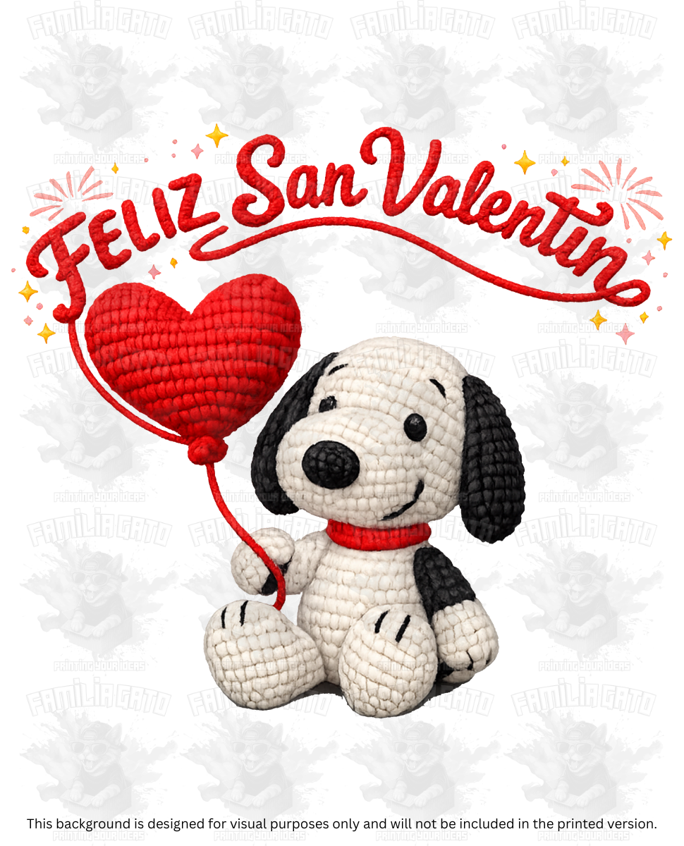 Valentine's Day - Faux Yarn Firulais Dog Feliz San Valentin DTF Transfer