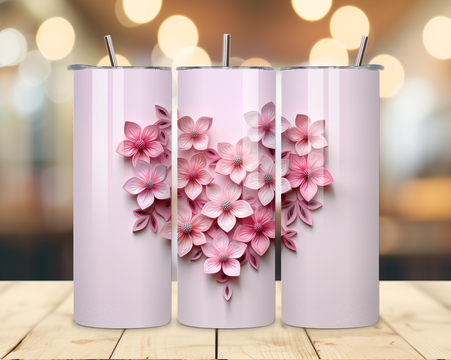 Valentine's Day - Flower Designs - 20 Oz Stainless Steel Tumbler
