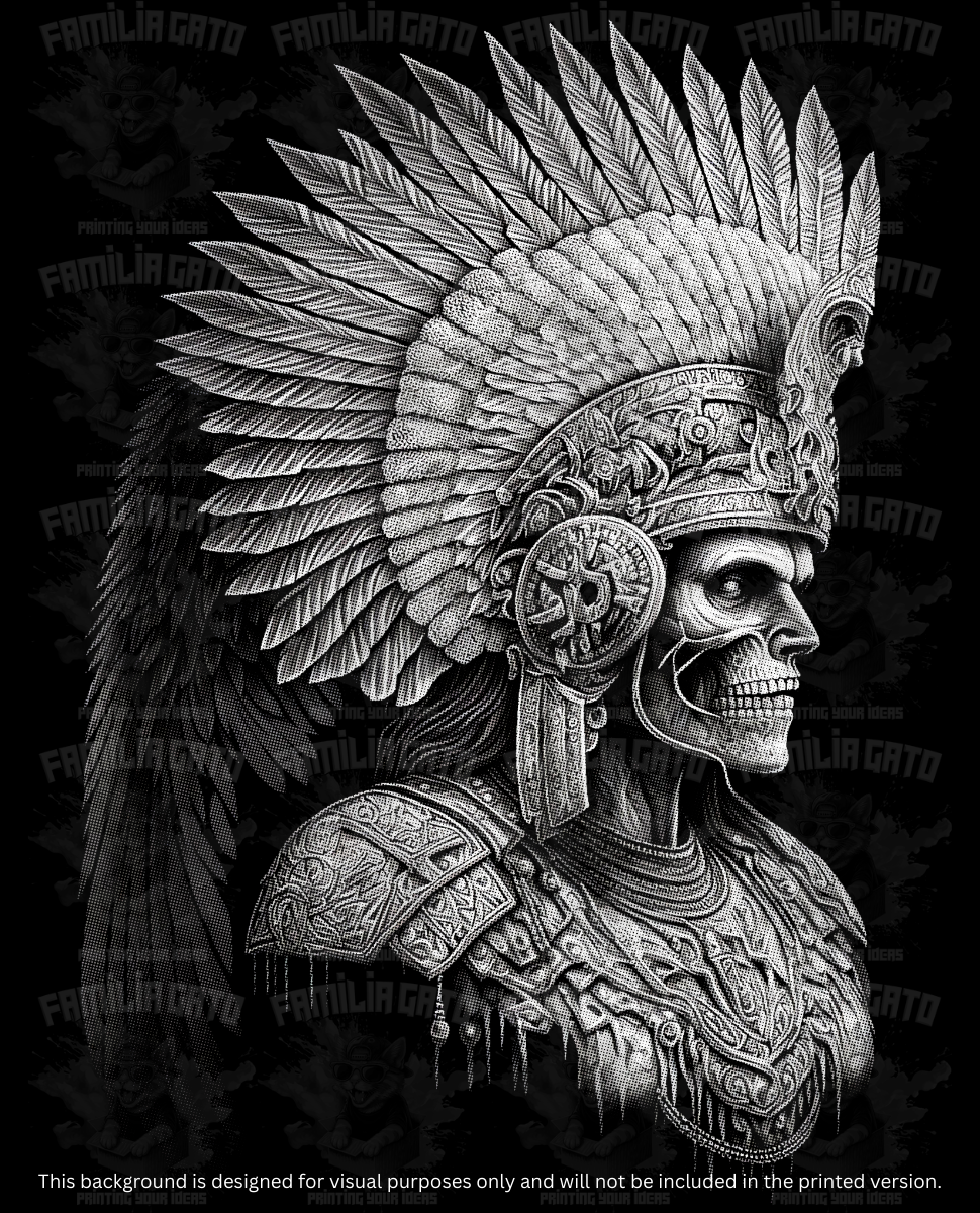 Calavera Aztec Warrior #4 DTF Transfer