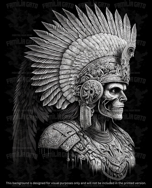 Calavera Aztec Warrior #4 DTF Transfer