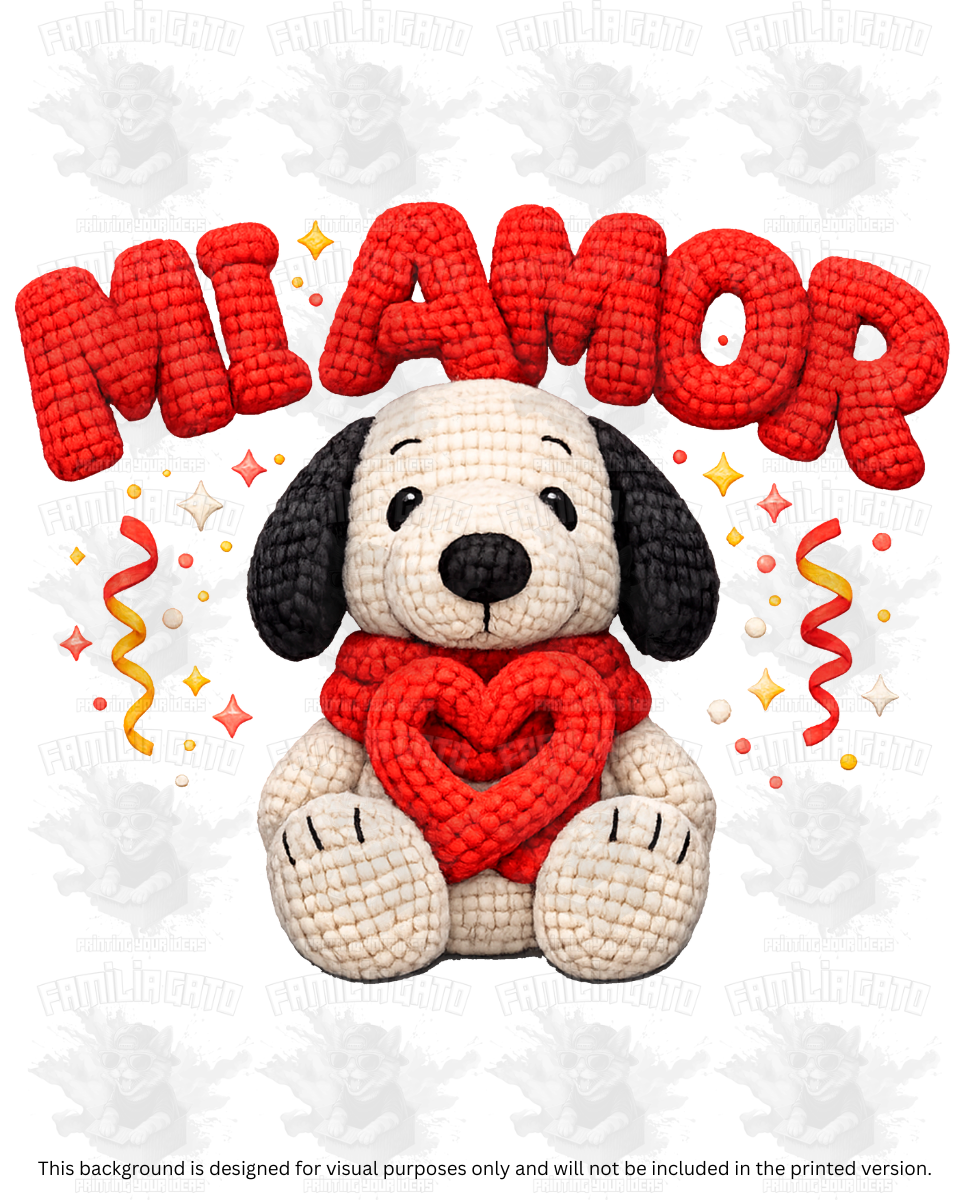 Valentine's Day - Faux Yarn Firulais Dog Mi Amor DTF Transfer