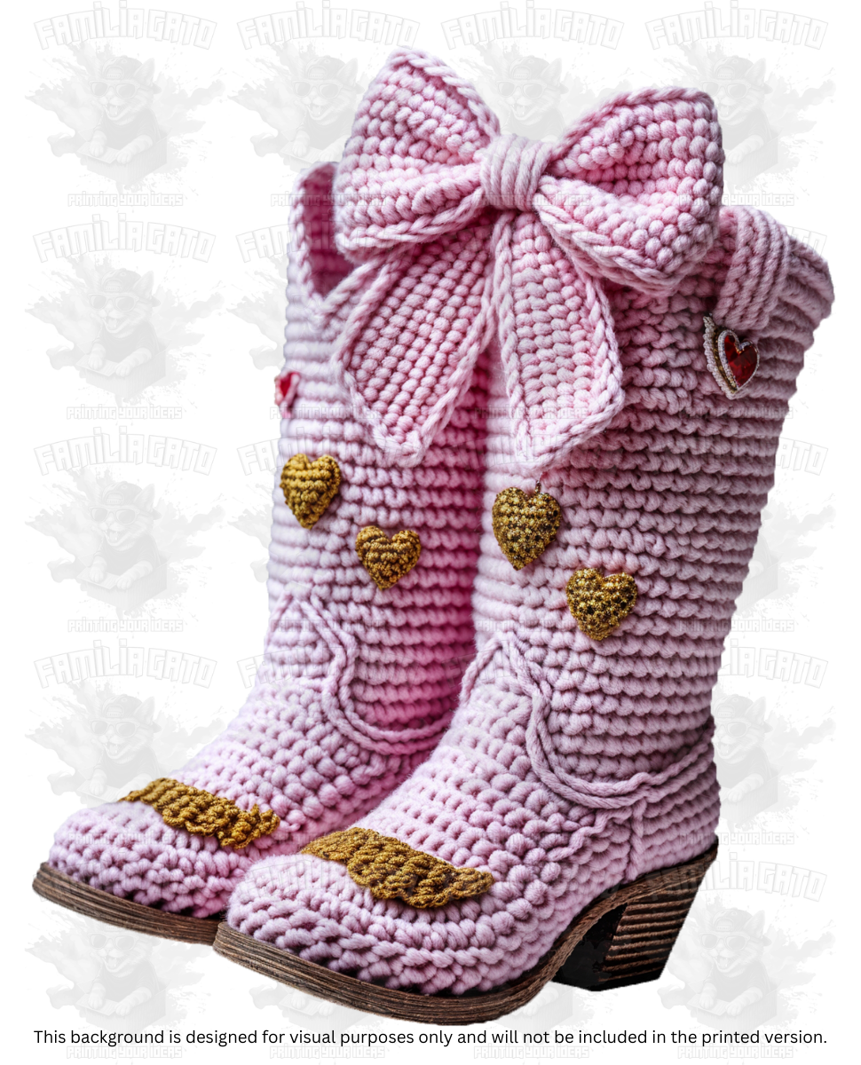 Valentine's Day - Faux Yarn Coquette Boots DTF Transfer