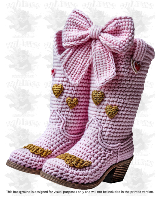Valentine's Day - Faux Yarn Coquette Boots DTF Transfer