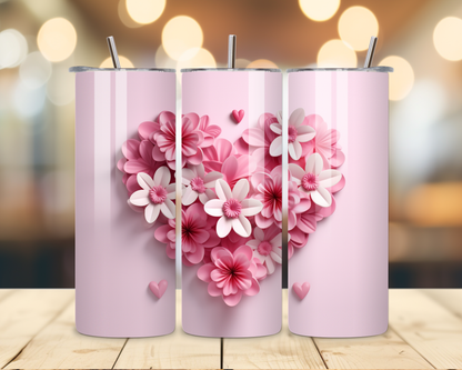 Valentine's Day - Flower Designs - 20 Oz Stainless Steel Tumbler
