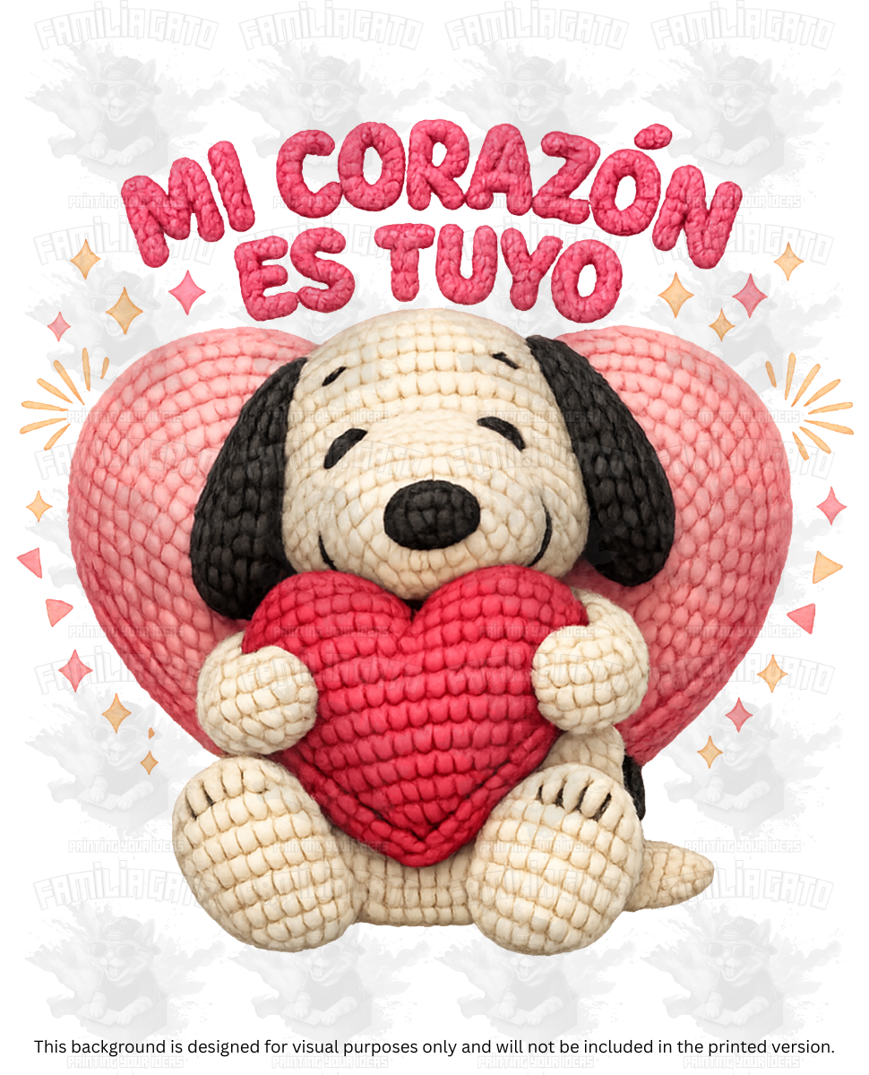 Valentine's Day - Faux Yarn Firualis Dog Mi Corazon es Tuyo DTF Transfer