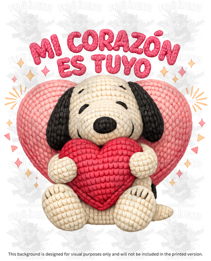 Valentine's Day - Faux Yarn Firualis Dog Mi Corazon es Tuyo DTF Transfer