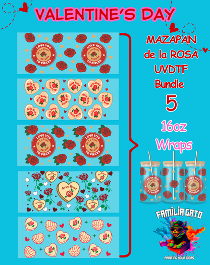 San Valentin Mazapan de la Rosa UVDTF Bundle - 16 Oz Libbey Glass Can Wrap