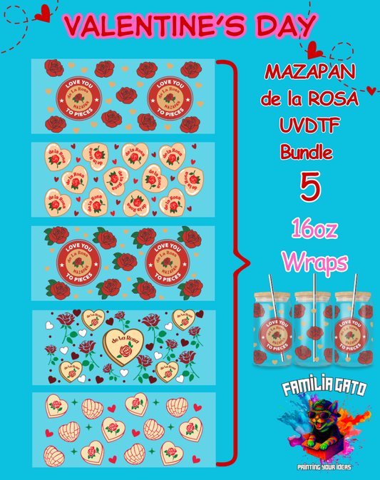 San Valentin Mazapan de la Rosa UVDTF Bundle - 16 Oz Libbey Glass Can Wrap