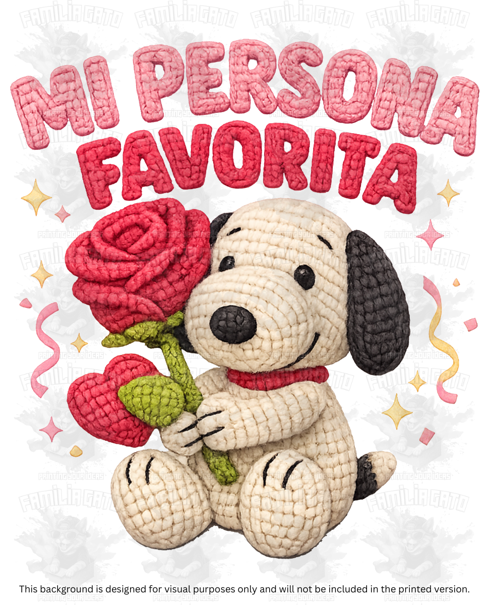 Valentine's Day - Faux Yarn Firulais Dog Mi Persona Favorita DTF Transfer