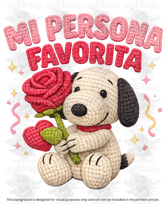 Valentine's Day - Faux Yarn Firulais Dog Mi Persona Favorita DTF Transfer