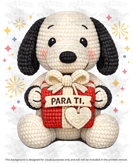 Valentine's Day - Faux Yarn Firulais Dog Para Ti Gift Box DTF Transfer