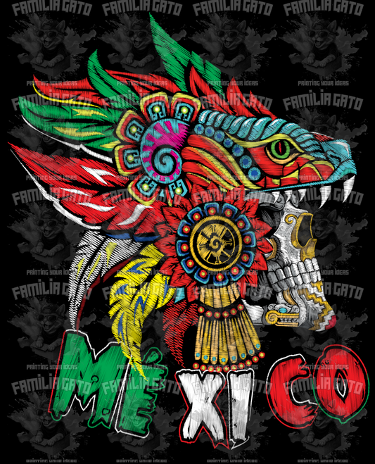 Mexico Azteca Warrior 2 Embroidery Effect DTF Transfer
