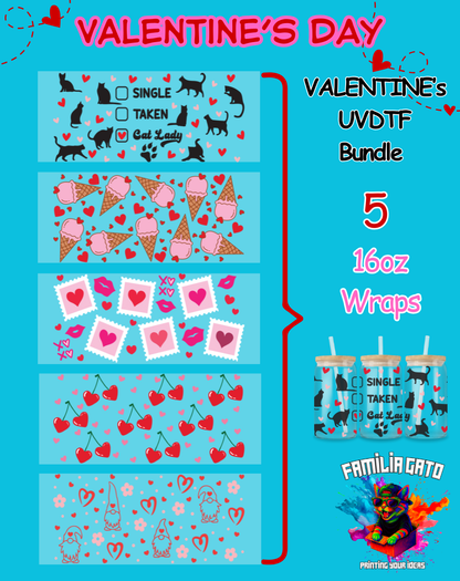 Valentine's UVDTF Bundle - 16 Oz Libbey Glass Can Wrap