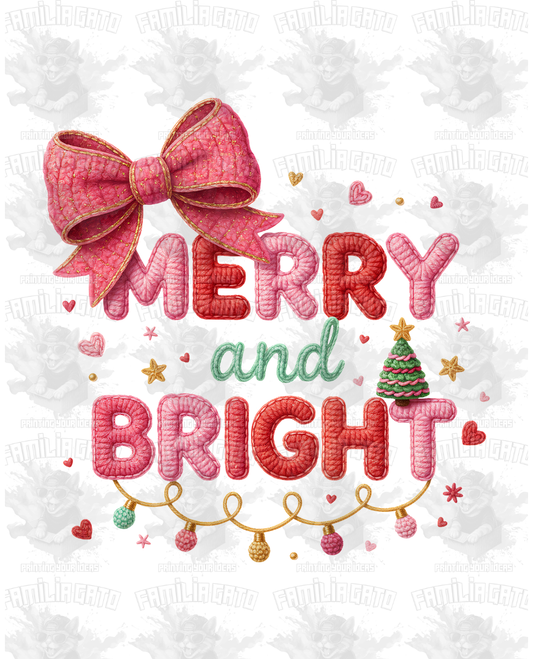 Faux Yarn Merry and Bright DTF Transfer