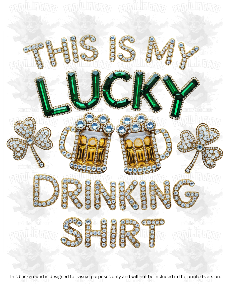 St. Patrick's Day - Rhinestone Drinking Shirt DTF Transfer