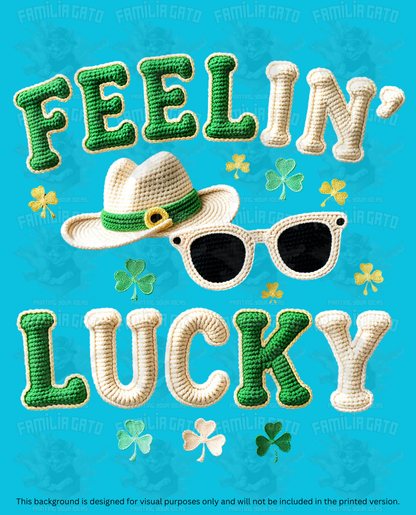 St. Patrick's Day Faux Yarn Feeling Lucky DTF Transfer