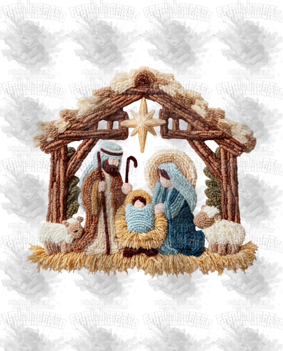 Faux Crochet Jesus Nativity DTF Transfer