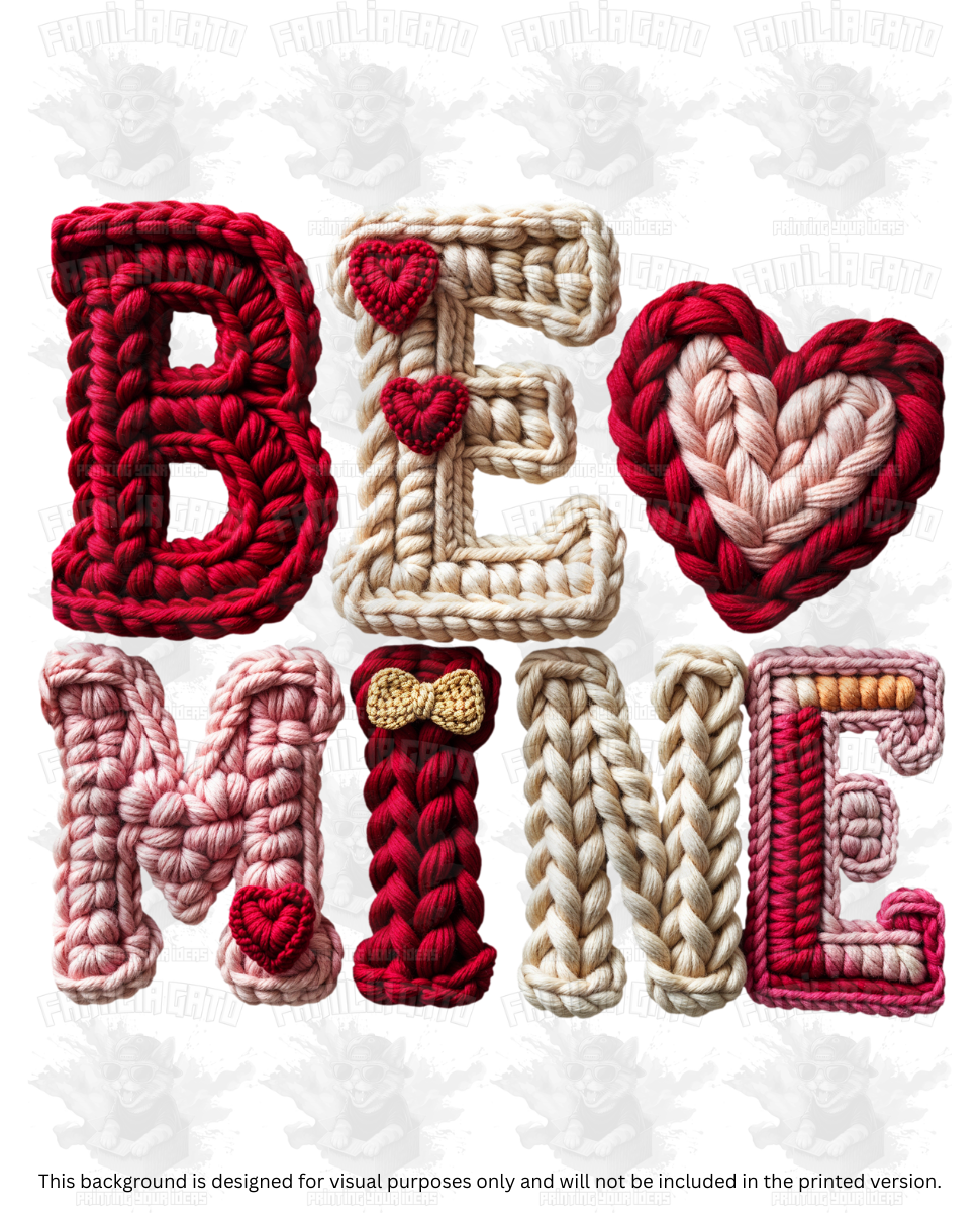 Valentine's Day - Faux Yarn Be Mine #2 DTF Transfer