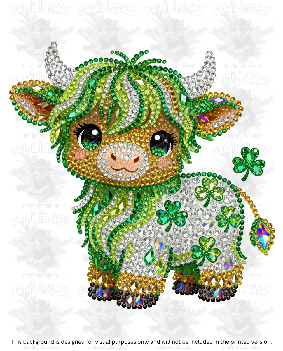 St. Patrick's Day Rhinestone Cow #2 DTF Transfer