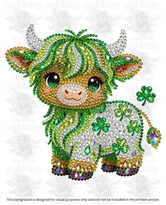 St. Patrick's Day Rhinestone Cow #2 DTF Transfer
