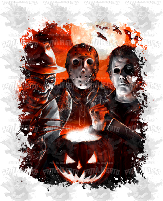 Halloween Pumpkin & Horror Movie Characters DTF Transfer