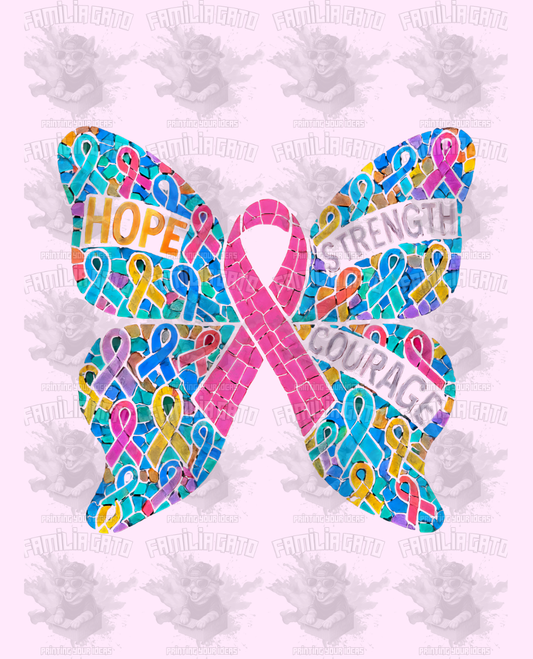 Butterfly cancer awareness ribbon #6 DTF Transfer