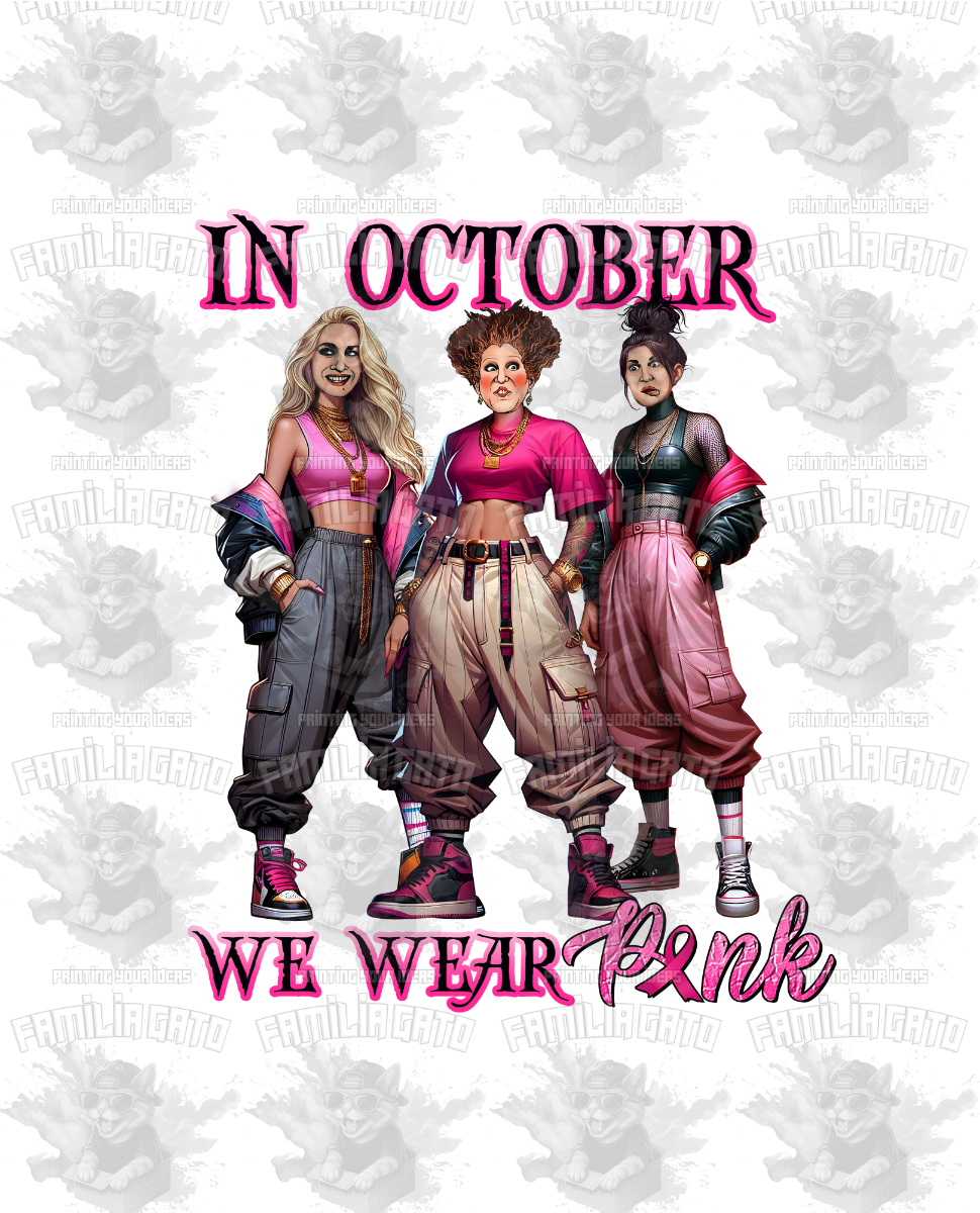 In October We Wear Pink Girls DTF Transfer