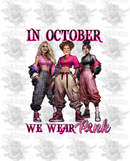 In October We Wear Pink Girls DTF Transfer