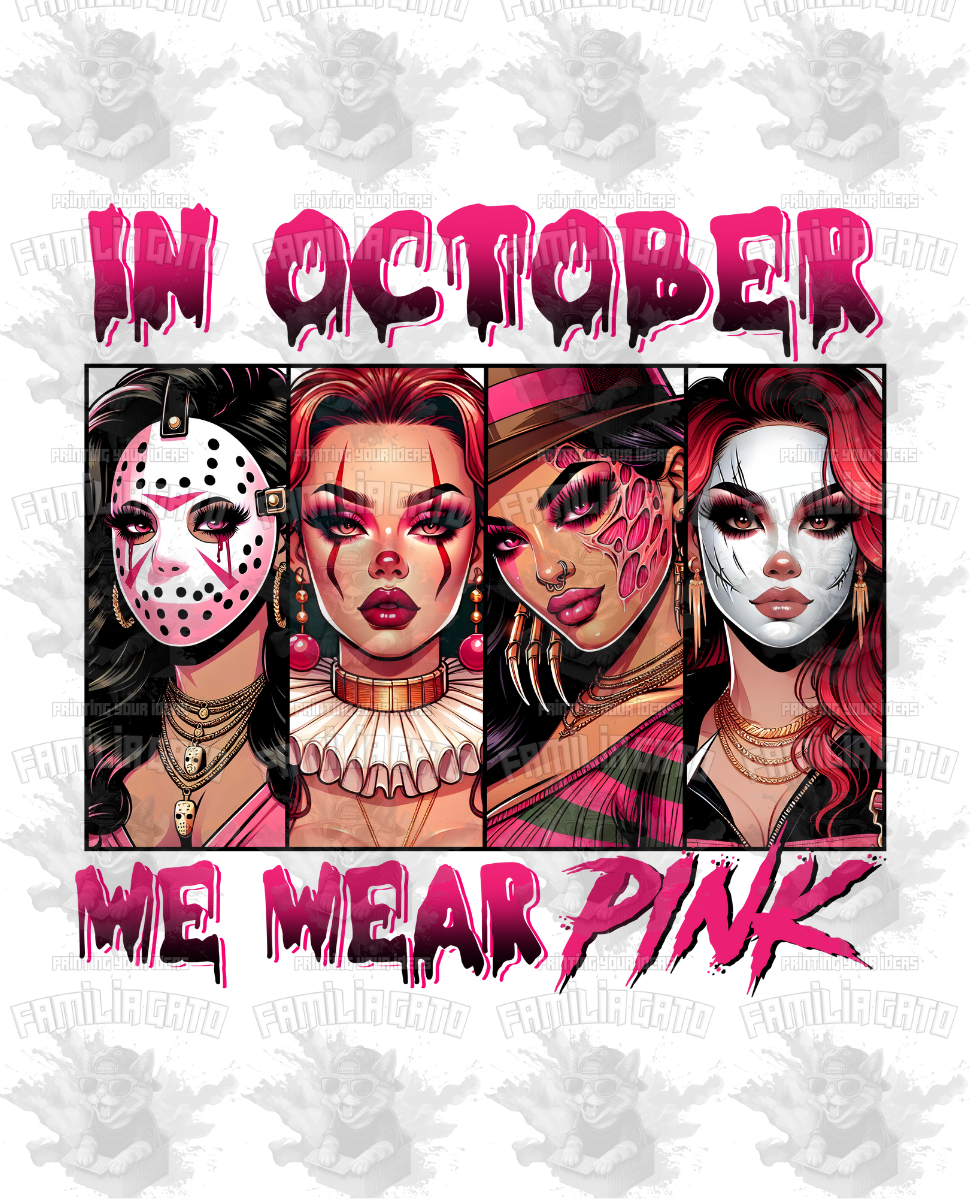 In October We Wear Pink Girls #2  DTF Transfer