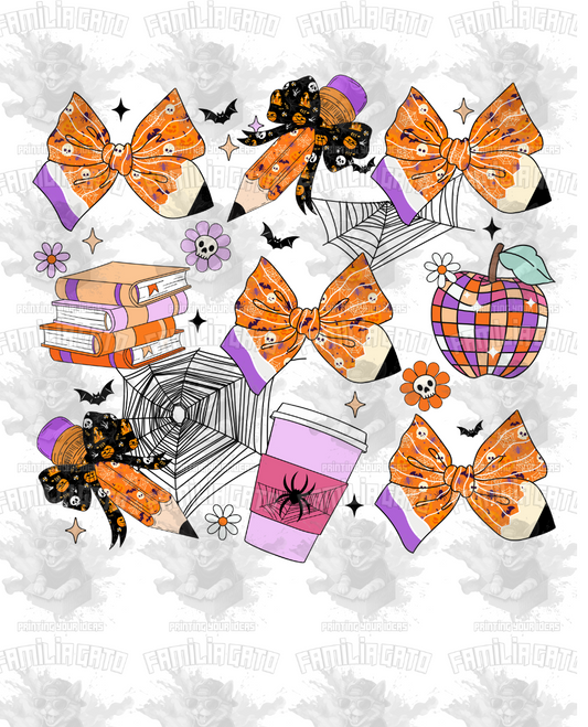 Teacher Halloween Bows #2 DTF Transfer