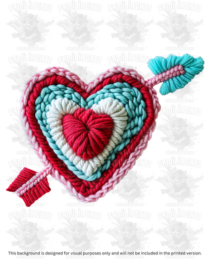 Valentine's Day - Faux Yarn Heart #7 DTF Transfer