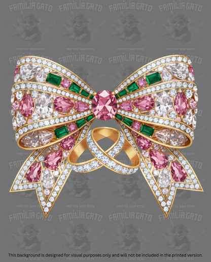 Valentine's Day - Rhinestone Green and Pink Bow DTF Transfer