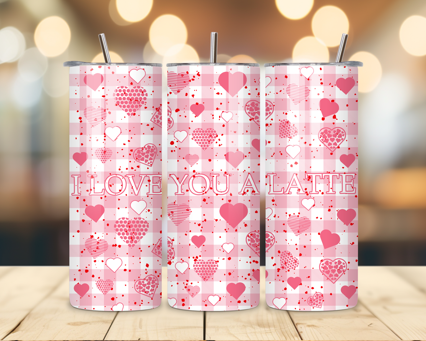 Valentine's Day - Checkered Designs - 20 Oz Stainless Steel Tumbler