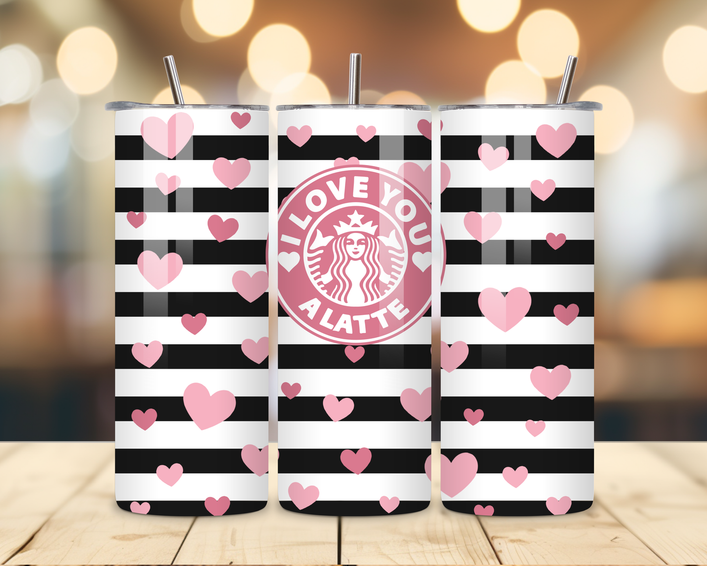 Valentine's Day - Striped Designs - 20 Oz Stainless Steel Tumbler