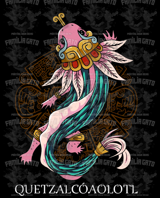 Mexico Quetzalcoaolotl Halftones DTF Transfer