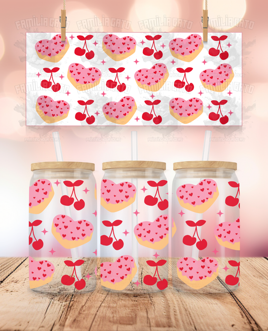 Valentine's Day - Heart Cherry Cakes UVDTF Wrap