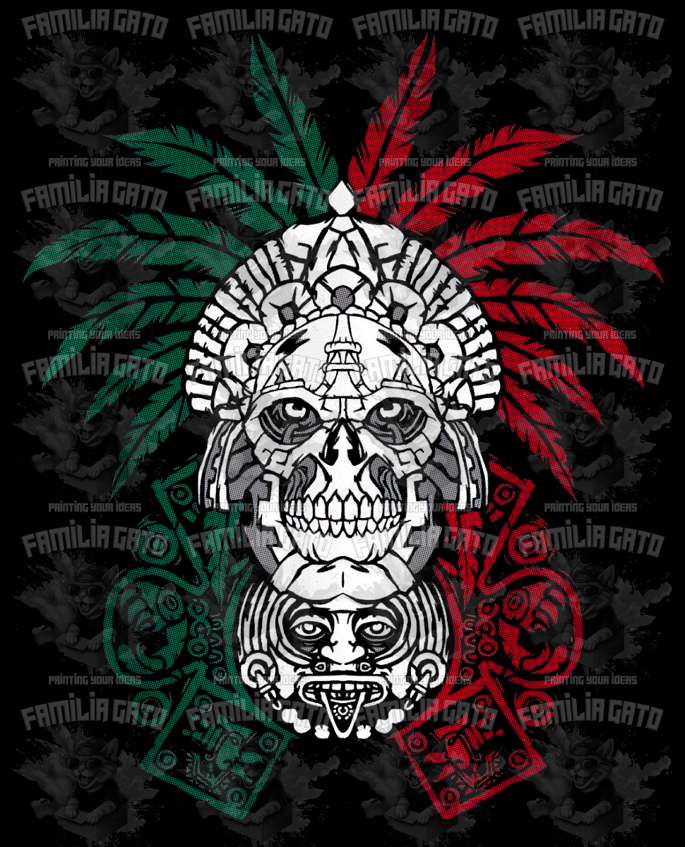 Mexico Aztec Warrior Halftones DTF Transfer