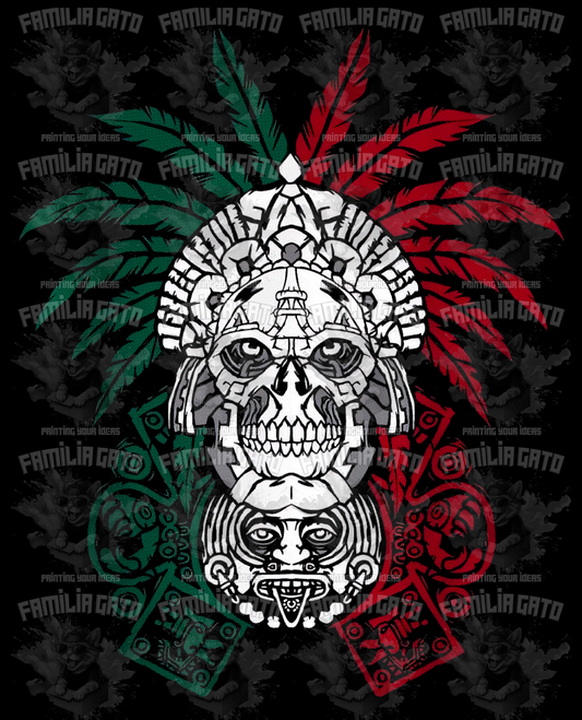 Mexico Aztec Warrior Halftones DTF Transfer