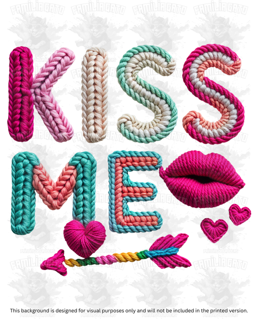 Valentine's Day - Faux Yarn Kiss Me #1 DTF Transfer