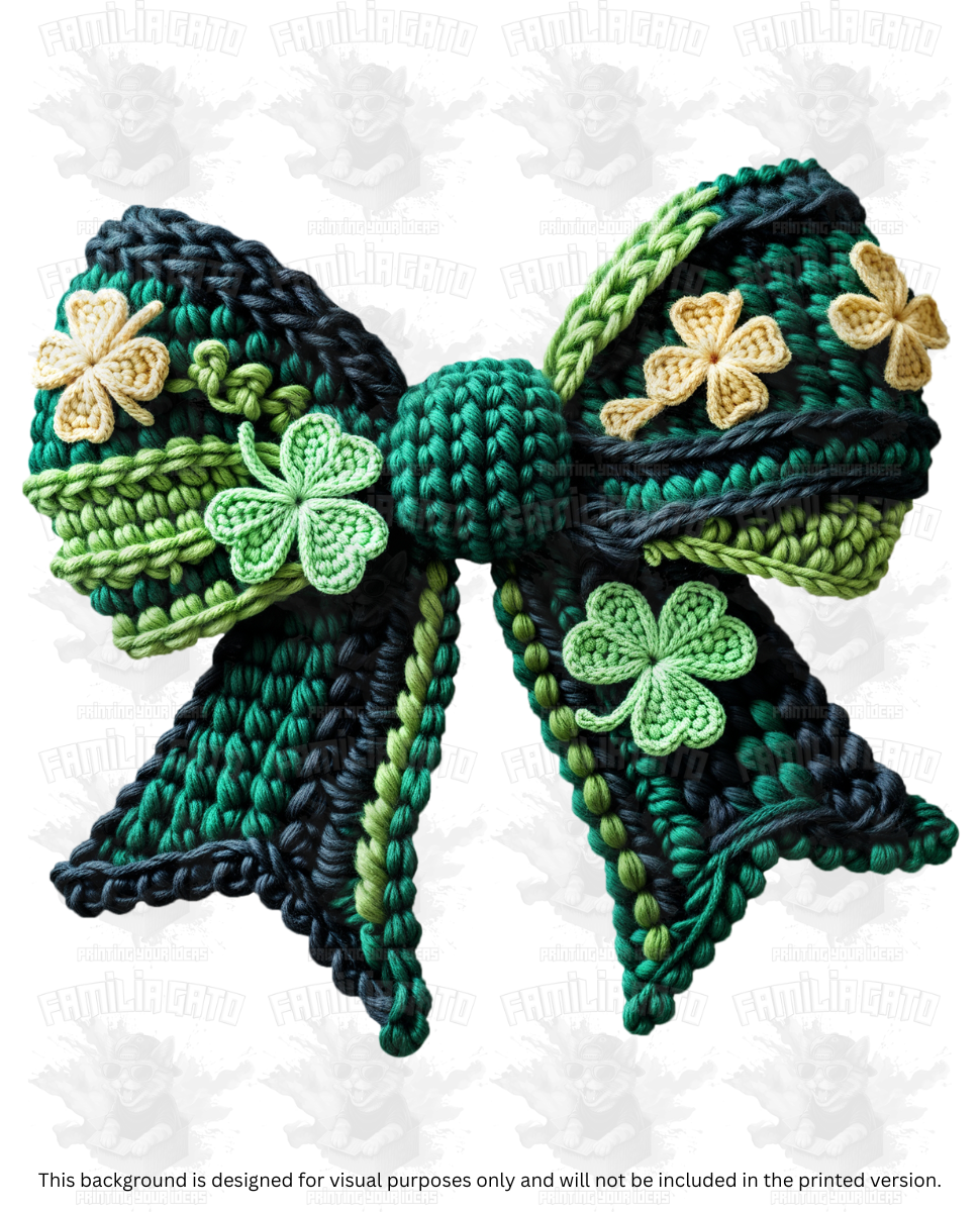 St. Patrick's Day Faux Yarn Green Bow #1 DTF Transfer