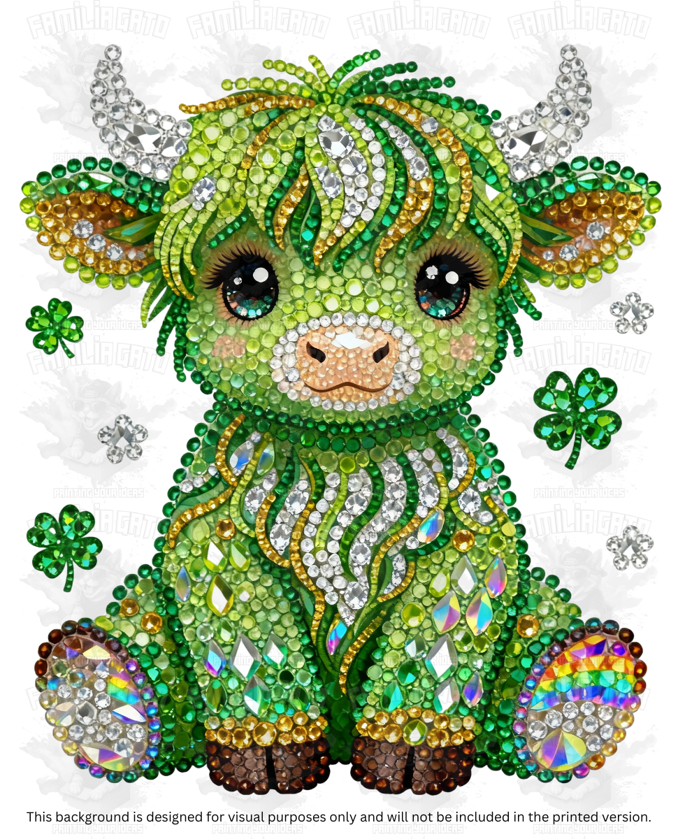St. Patrick's Day Rhinestone Cow #3 DTF Transfer