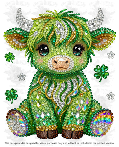 St. Patrick's Day Rhinestone Cow #3 DTF Transfer