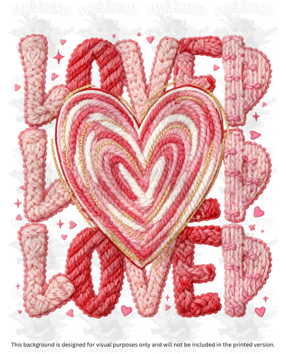 Valentine's Day - Faux Yarn Loved Heart DTF Transfer