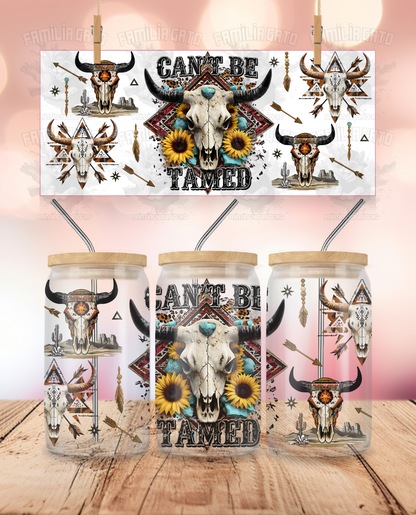 Western Can't be Tamed UVDTF - 16 Oz Libbey Glass Can Wrap
