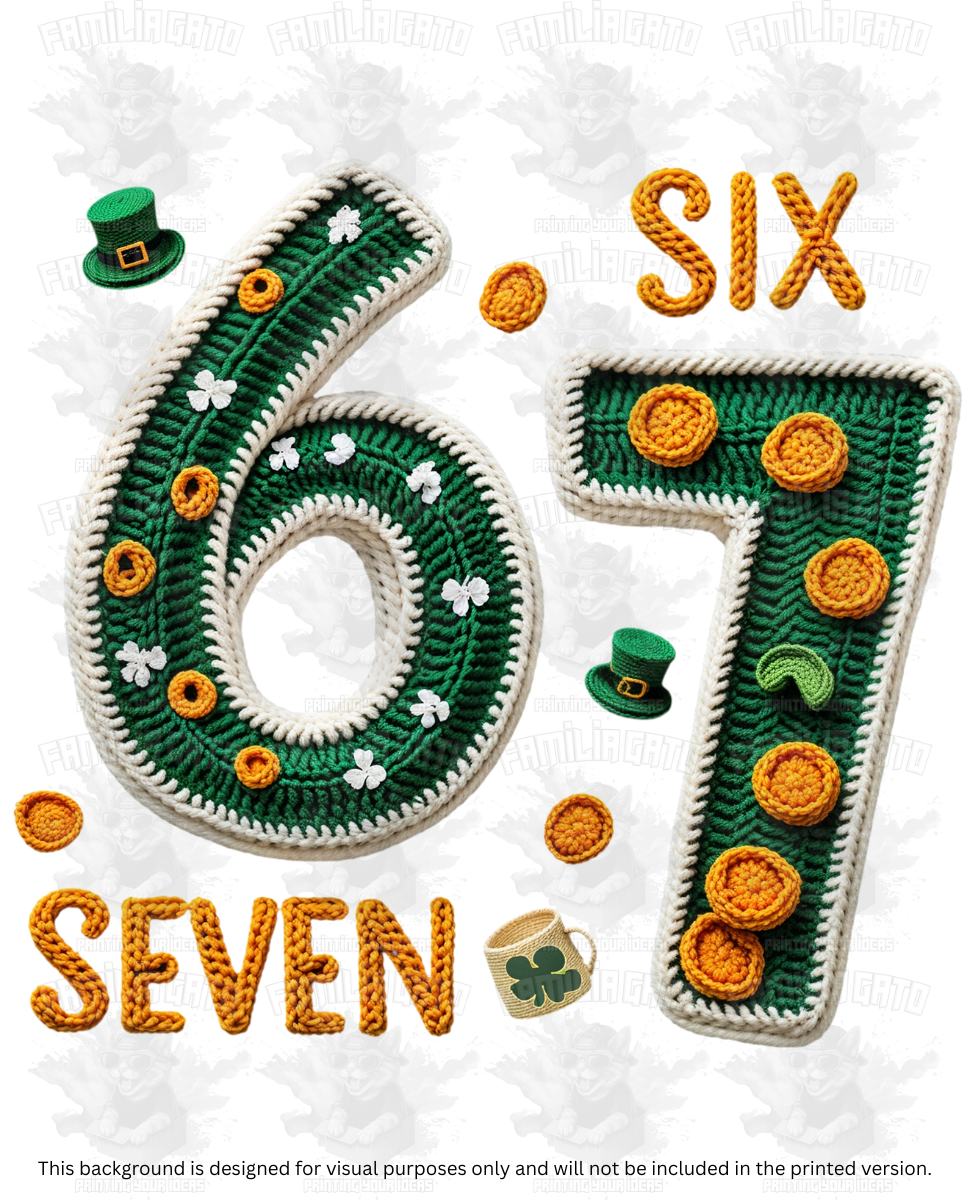 St. Patrick's Day Faux Yarn Six Seven 67 #3 DTF Transfer