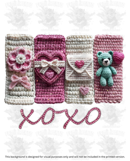 Valentine's Day - Rhinestone Faux Yarn XoXo DTF Transfer