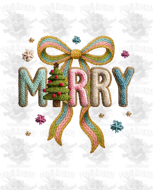 Faux Crochet Merry Coquette Bow DTF Transfer